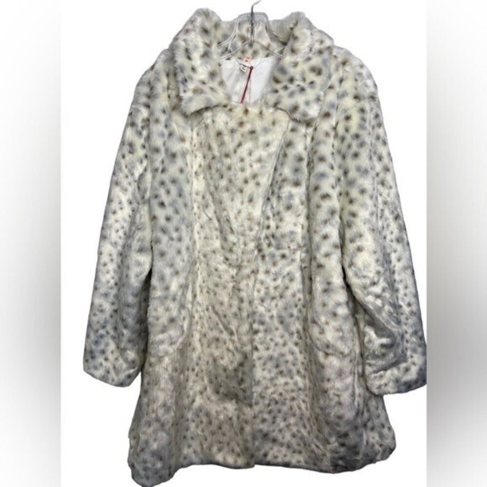 NWT Raga Siberian Snow Leopard Faux Fur Coat 1X - Picture 2 of 5